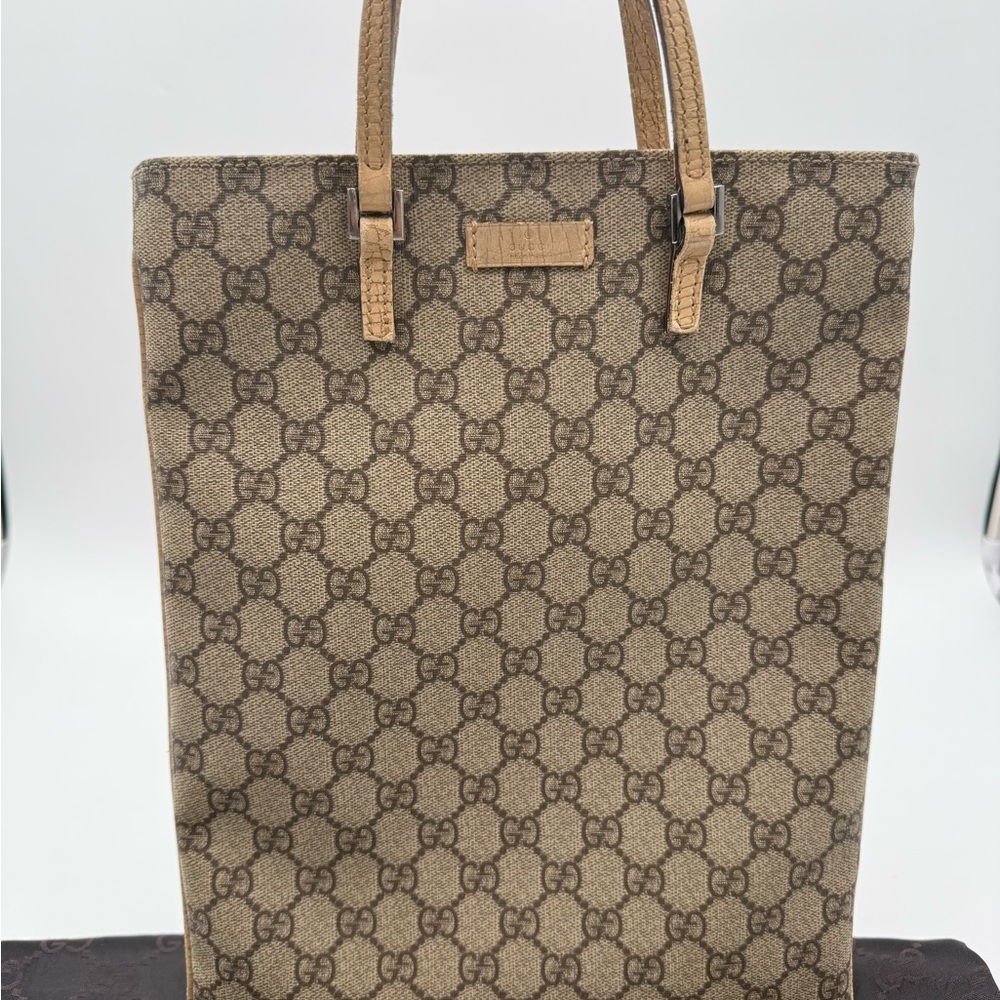 Gucci Supreme Brown Monogram Tote Bag Vertical Flat